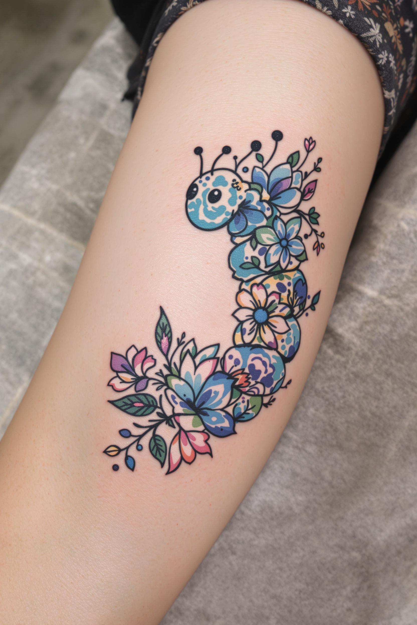 Blooming Caterpillar Ink Art