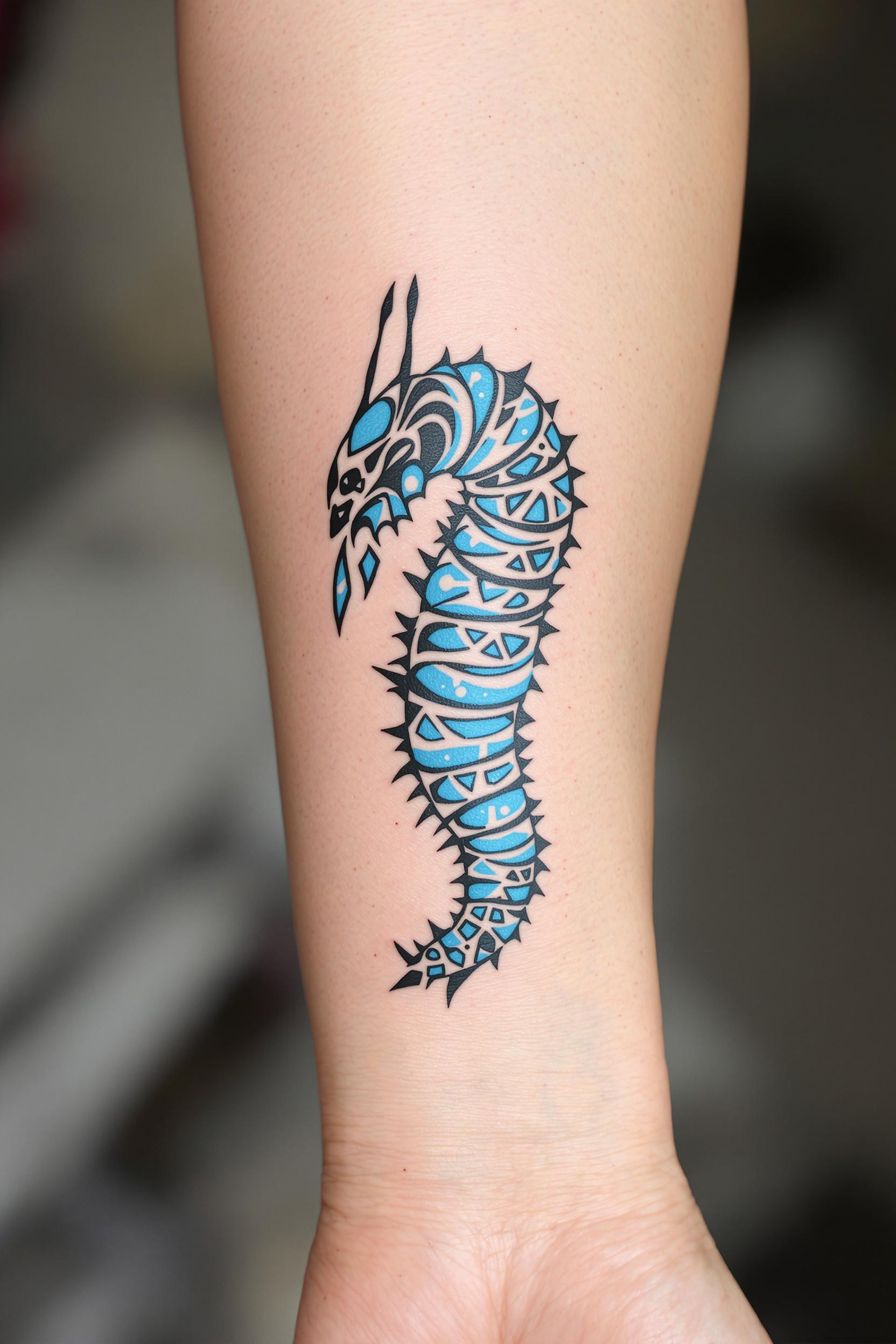 Bold Blue Tribal Tattoo