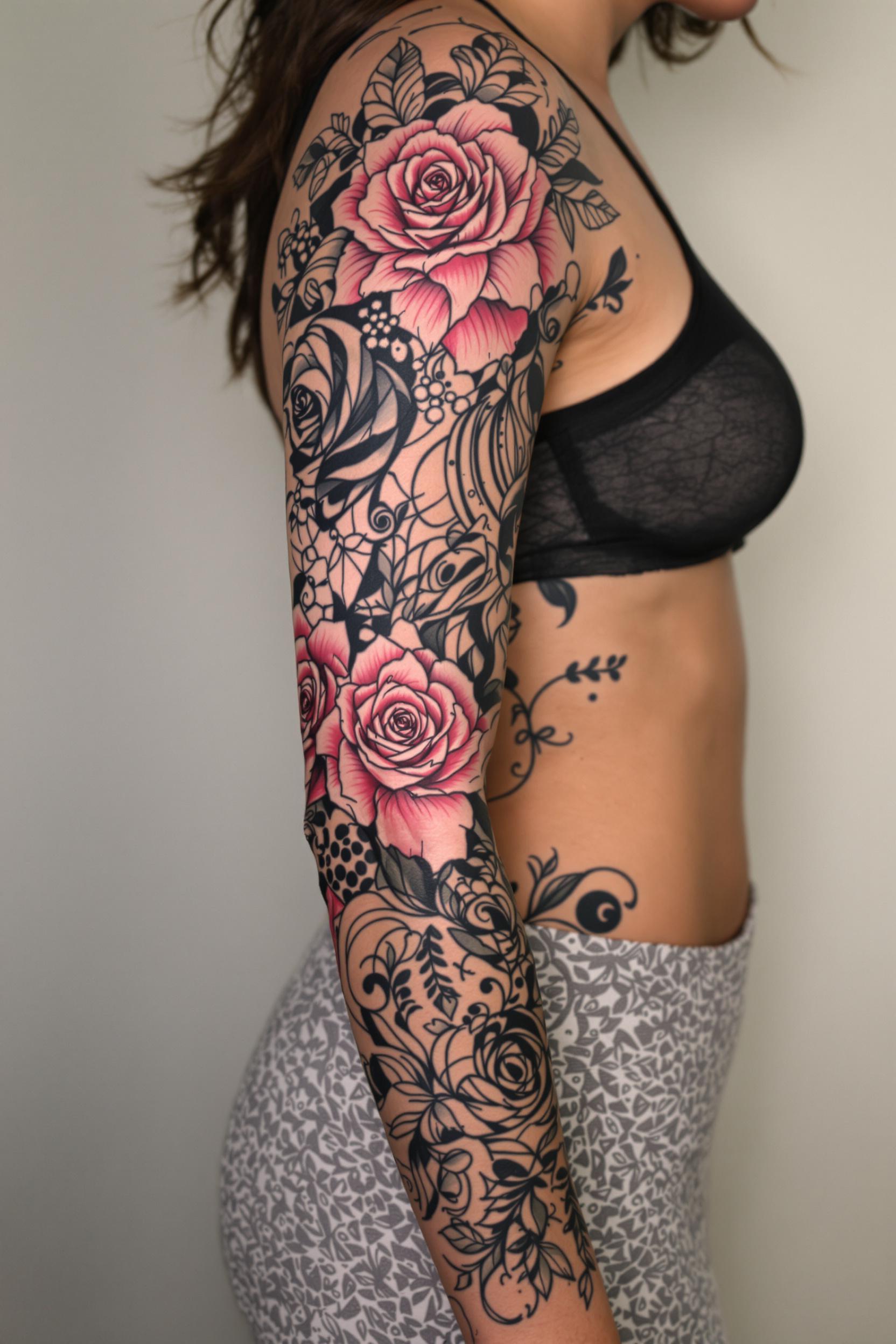 Bold Ink and Pink Roses