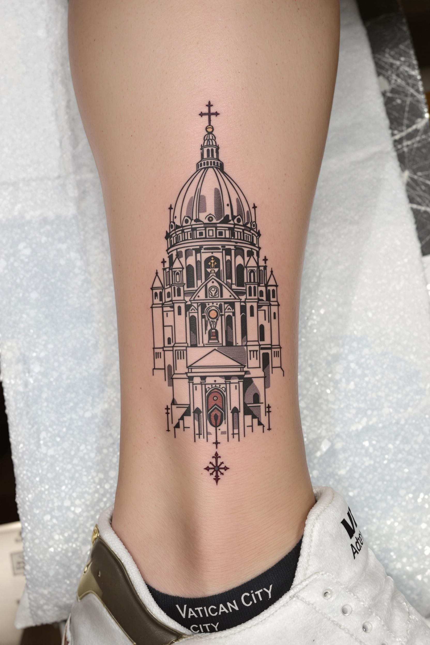 Cathedral Inked Leg Art