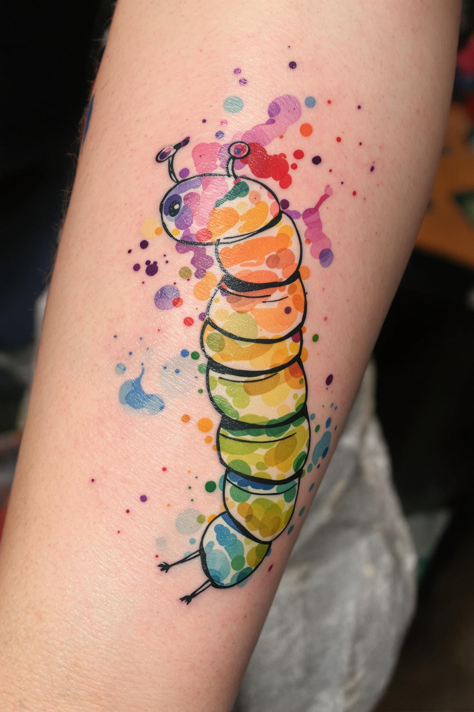 Cheerful Caterpillar Ink Art