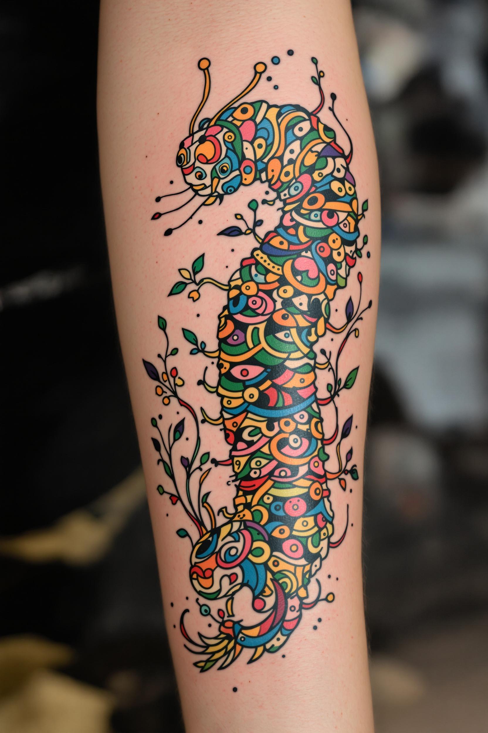 Colorful Caterpillar Tattoo Celebration