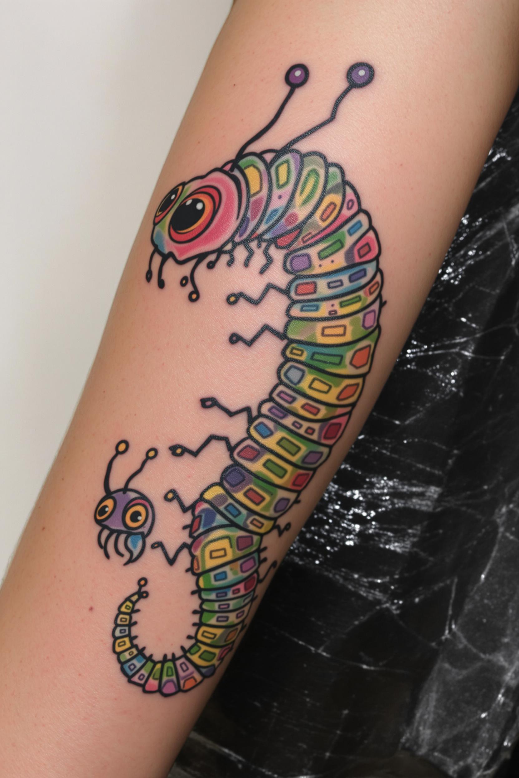 Colorful Caterpillar Tattoo Delight
