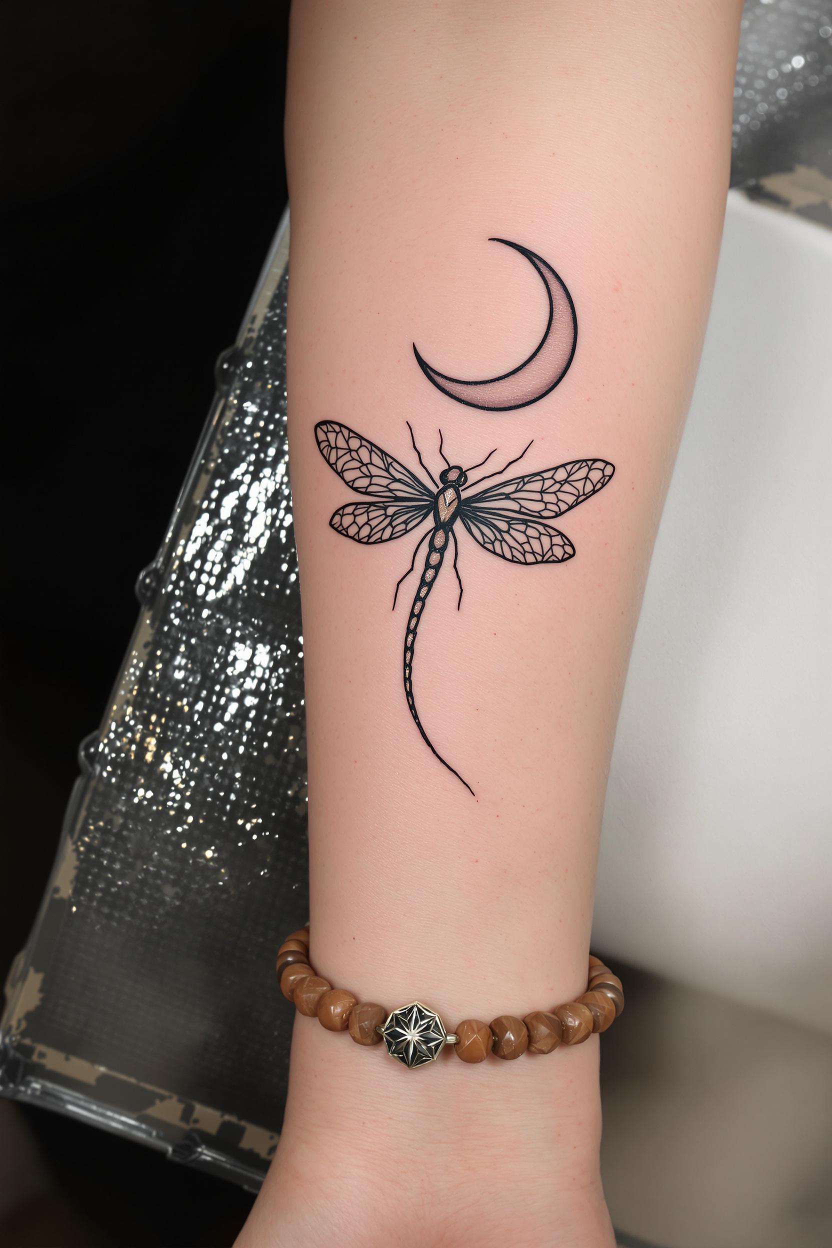 Dragonfly and Crescent Moon