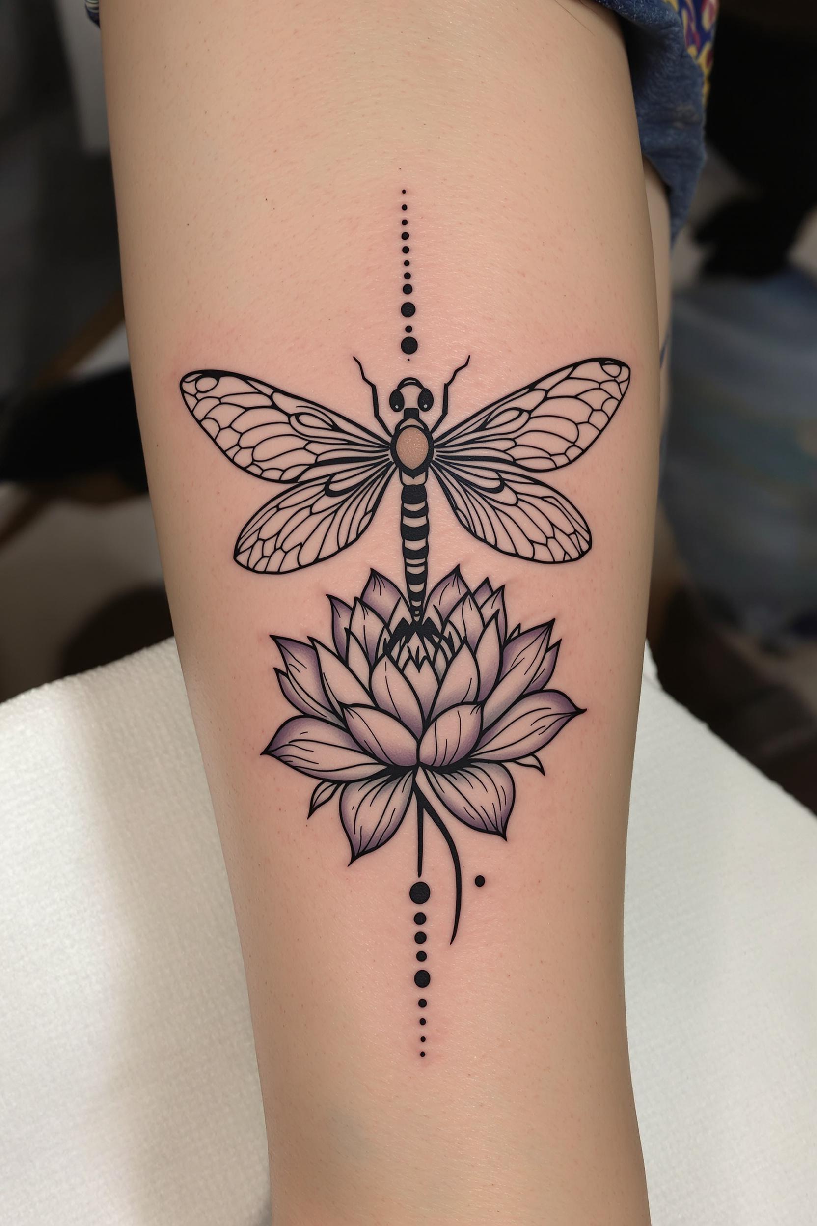 Dragonfly and Lotus Harmony