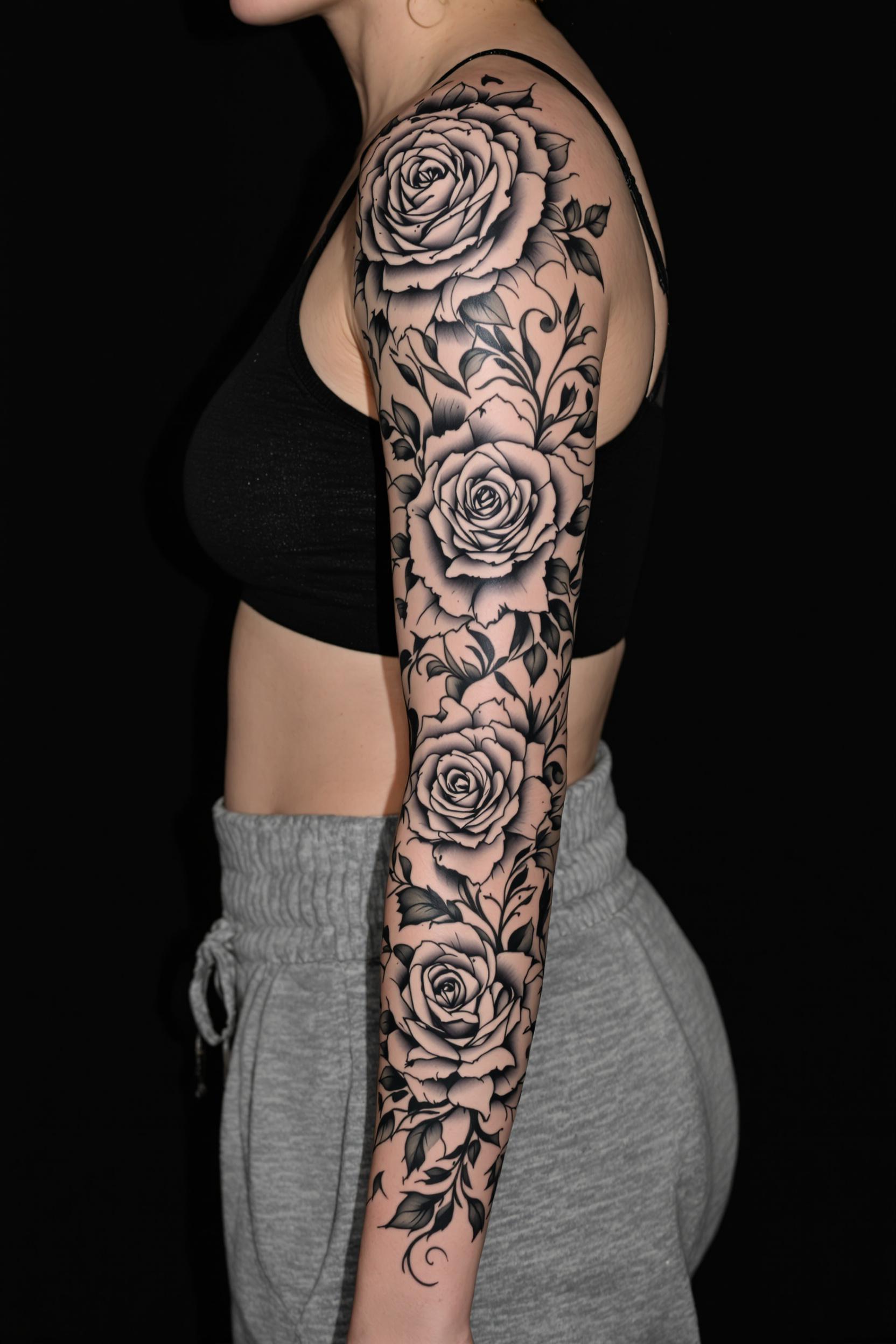 Elegant Roses Inked Boldly