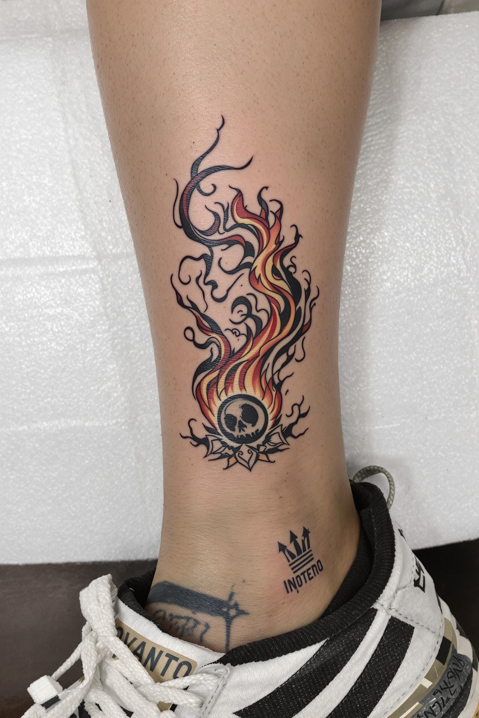 Fiery Skull Ink Aflame