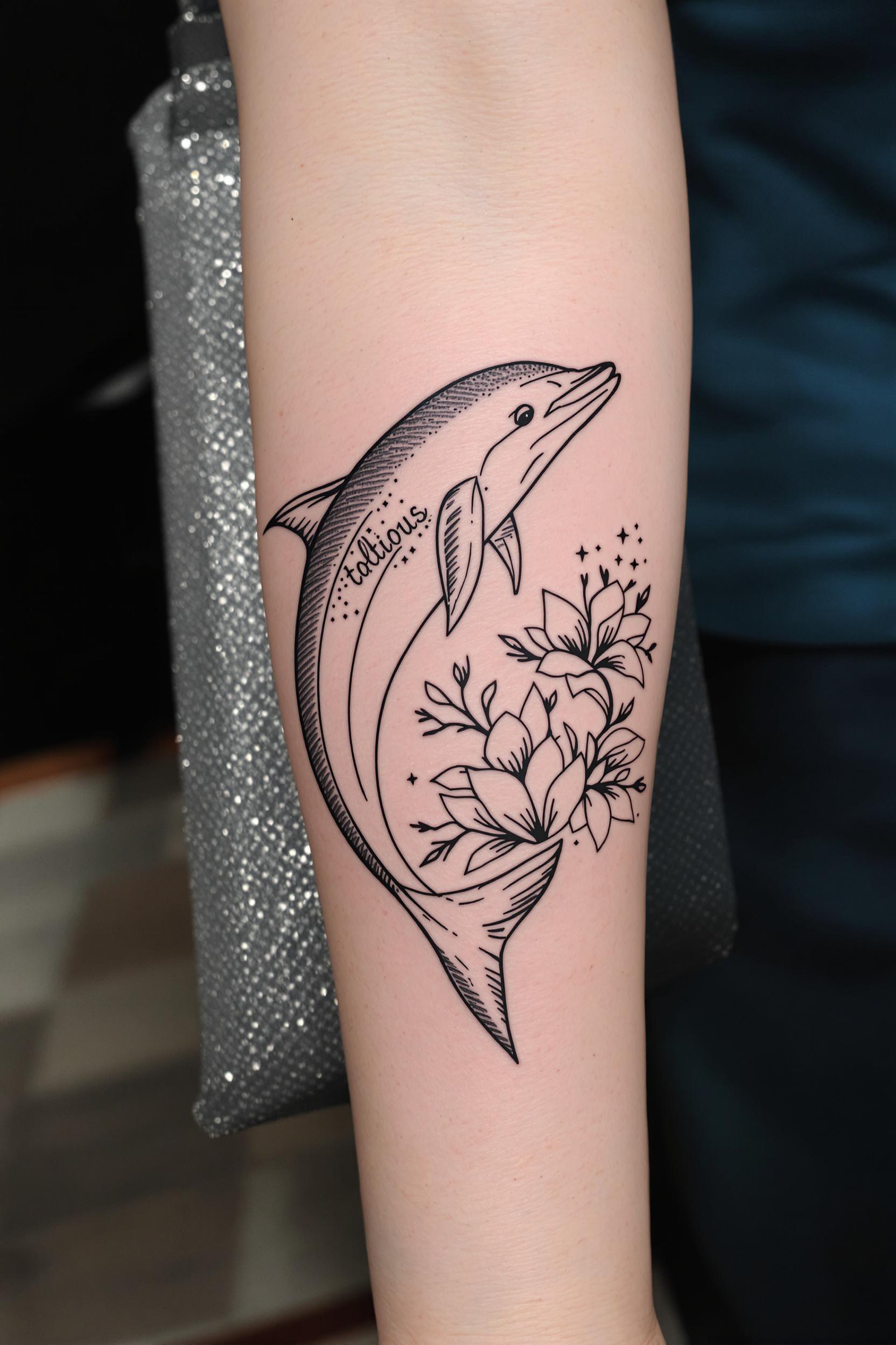 Graceful Dolphin Ink Art