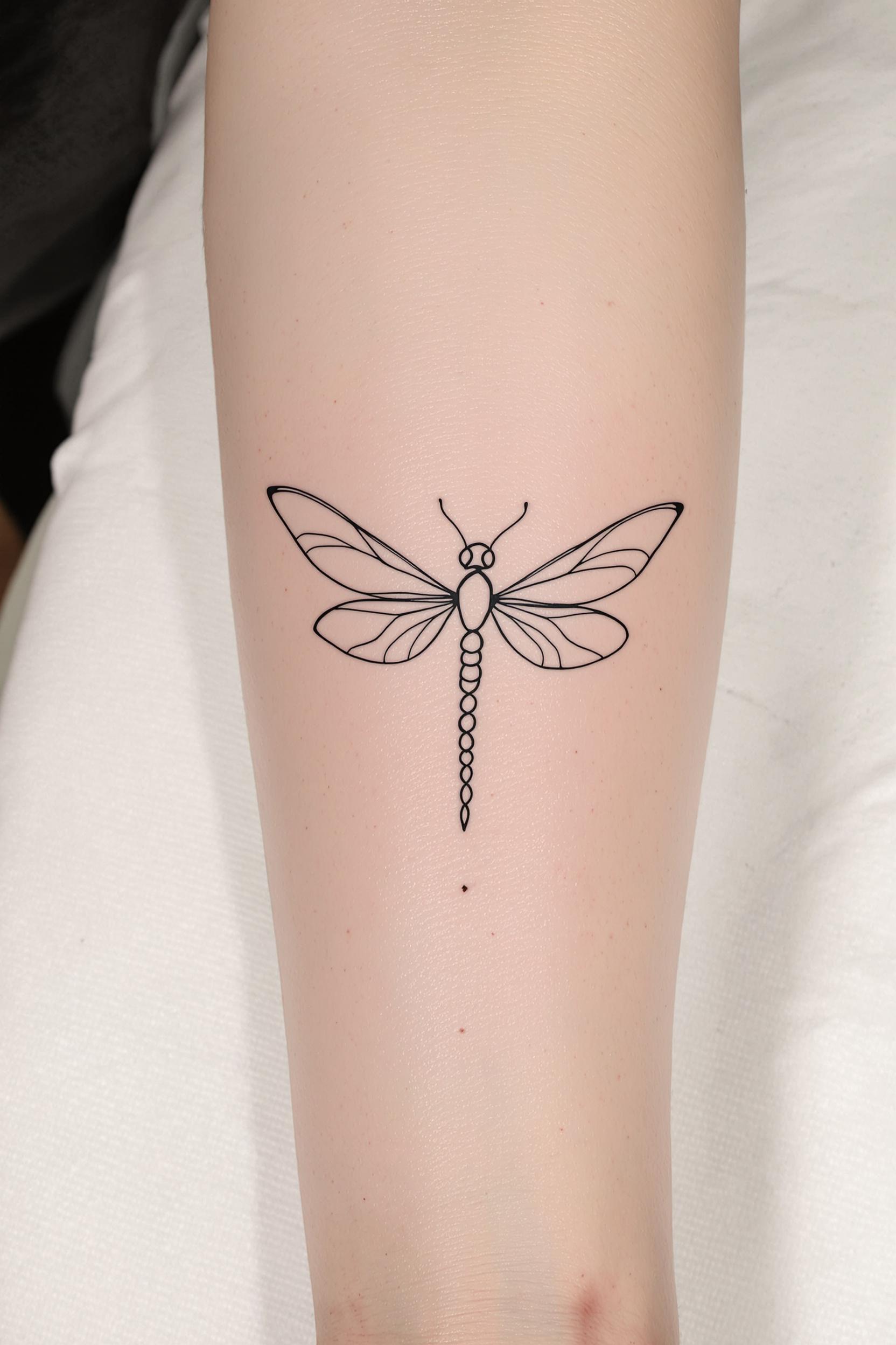 Graceful Dragonfly Ink Art
