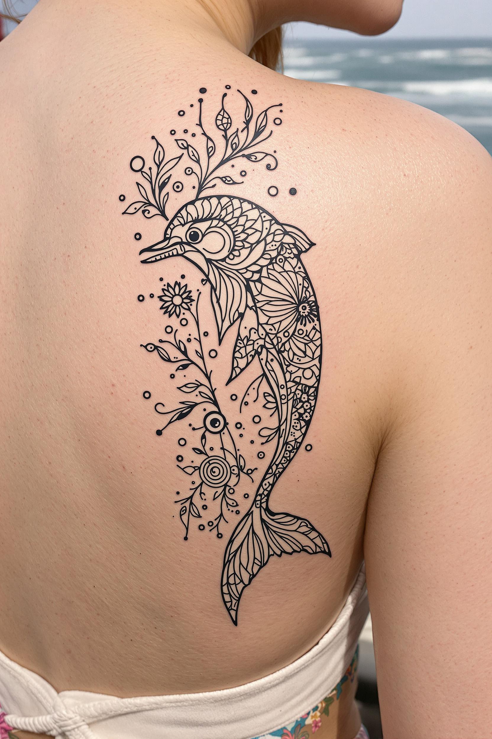 Ocean Doplhin Tattoo Idea