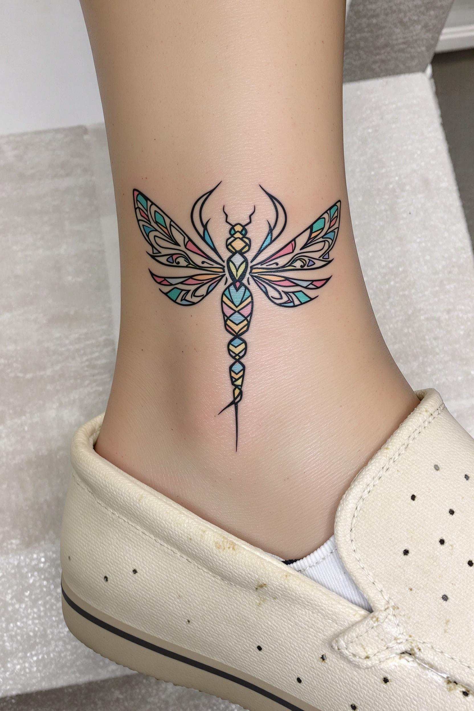 Pastel Dragonfly Tattoo Art