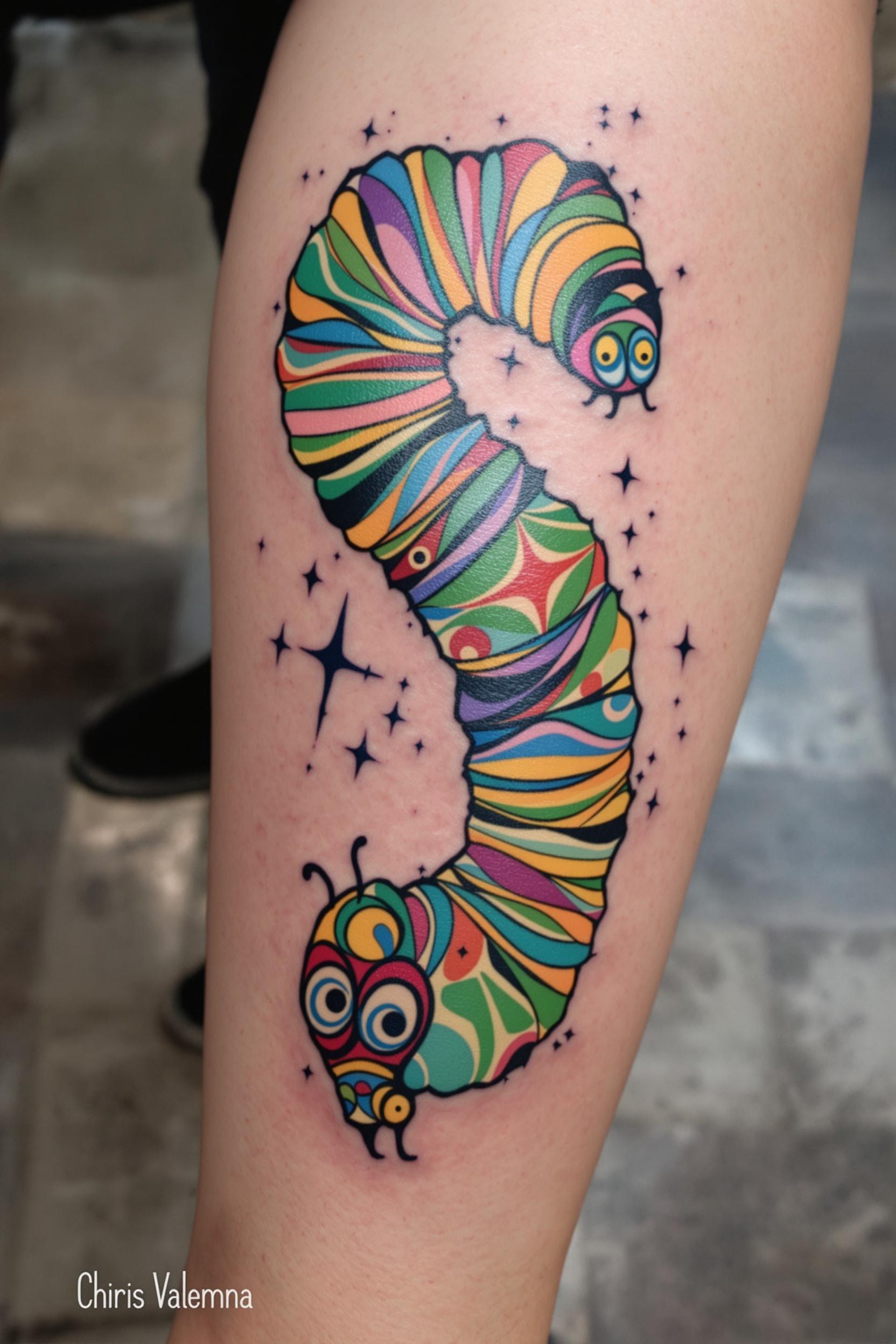 Psychedelic Caterpillar Tattoo Vibes