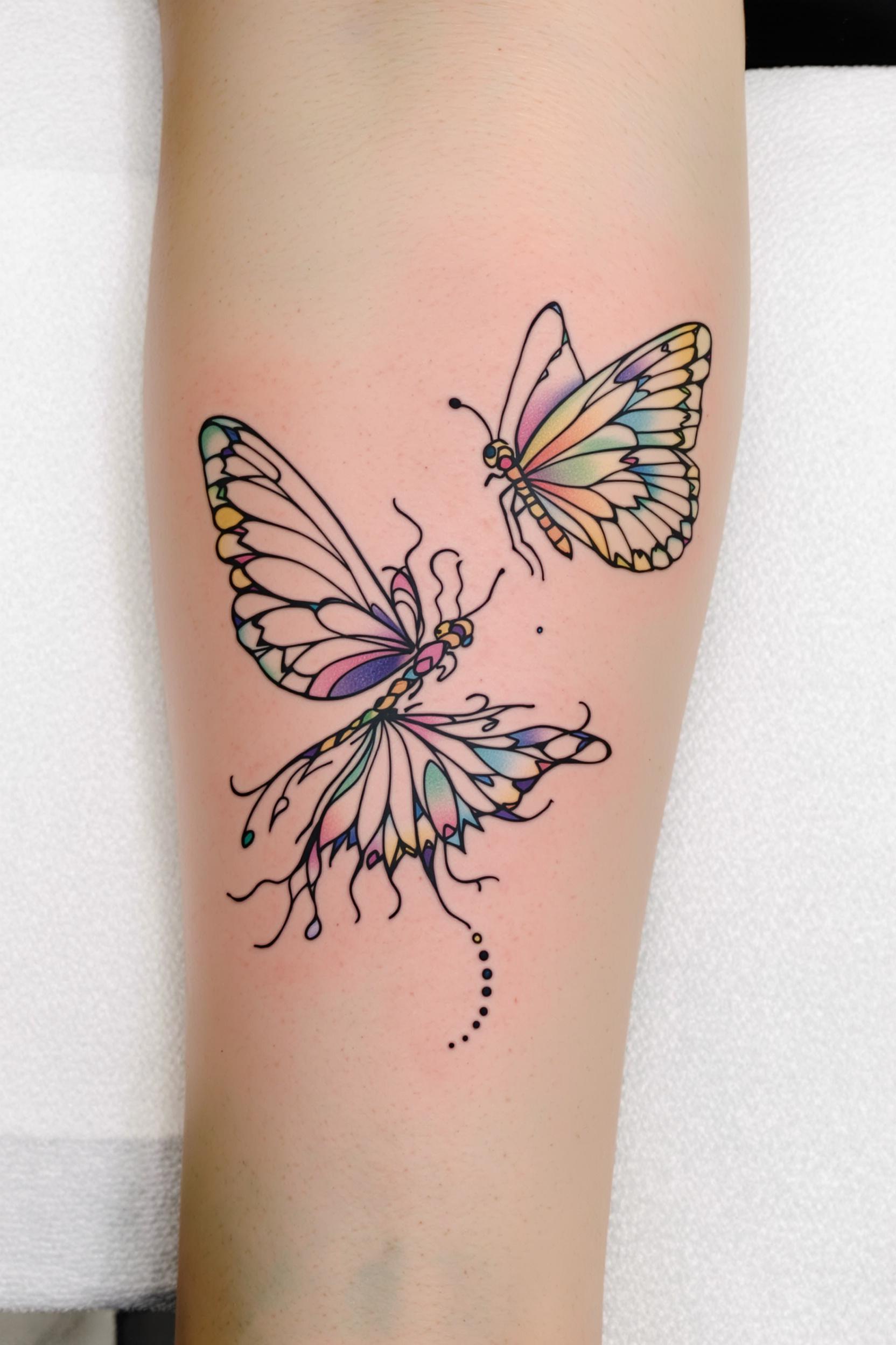 Rainbow Butterflies in Flight