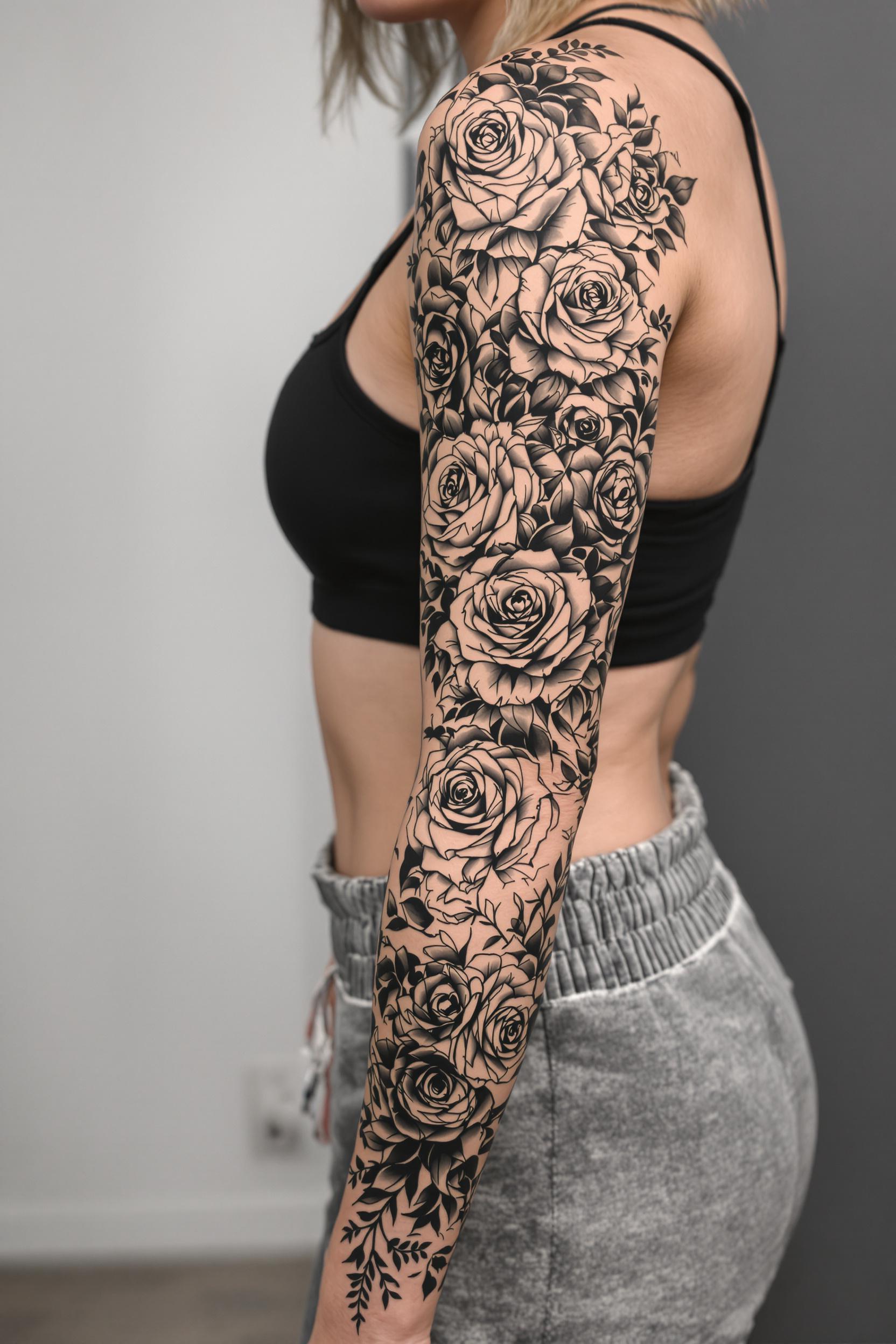 Rose Inked Elegance Blossoms