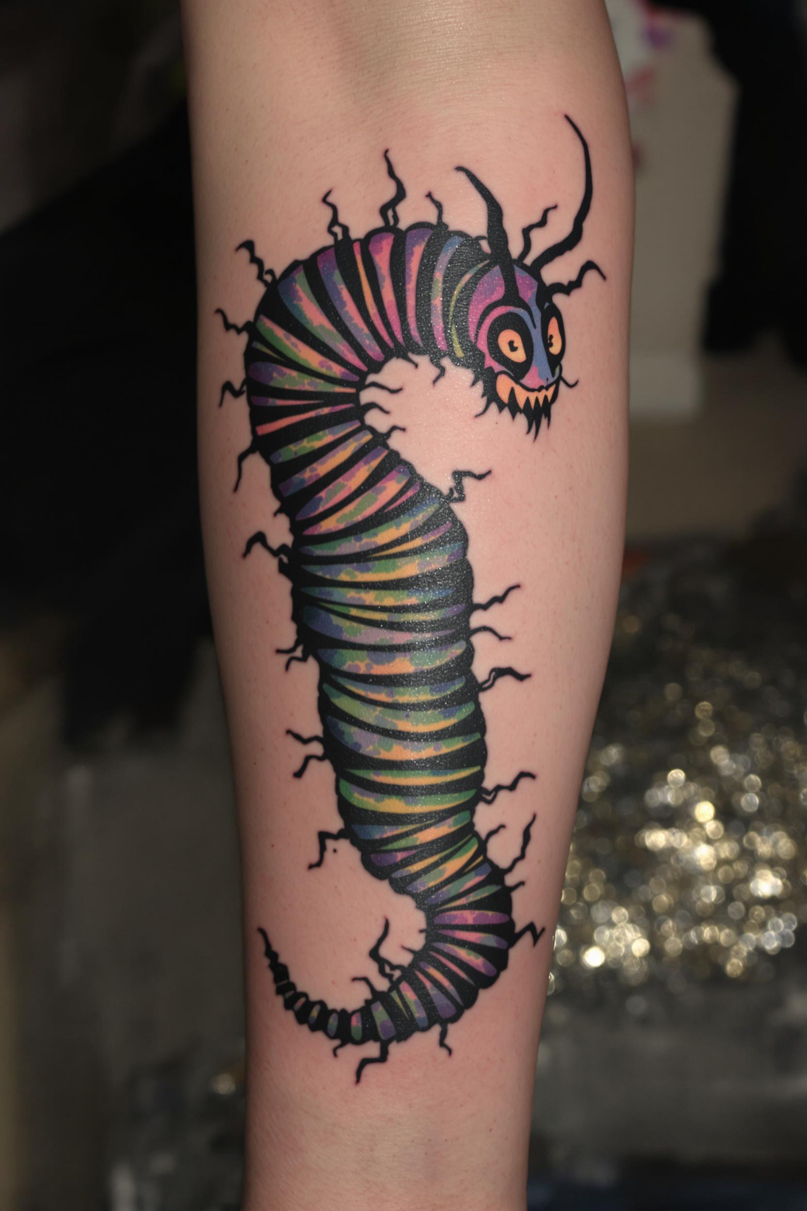 Vibrant Centipede Tattoo Power