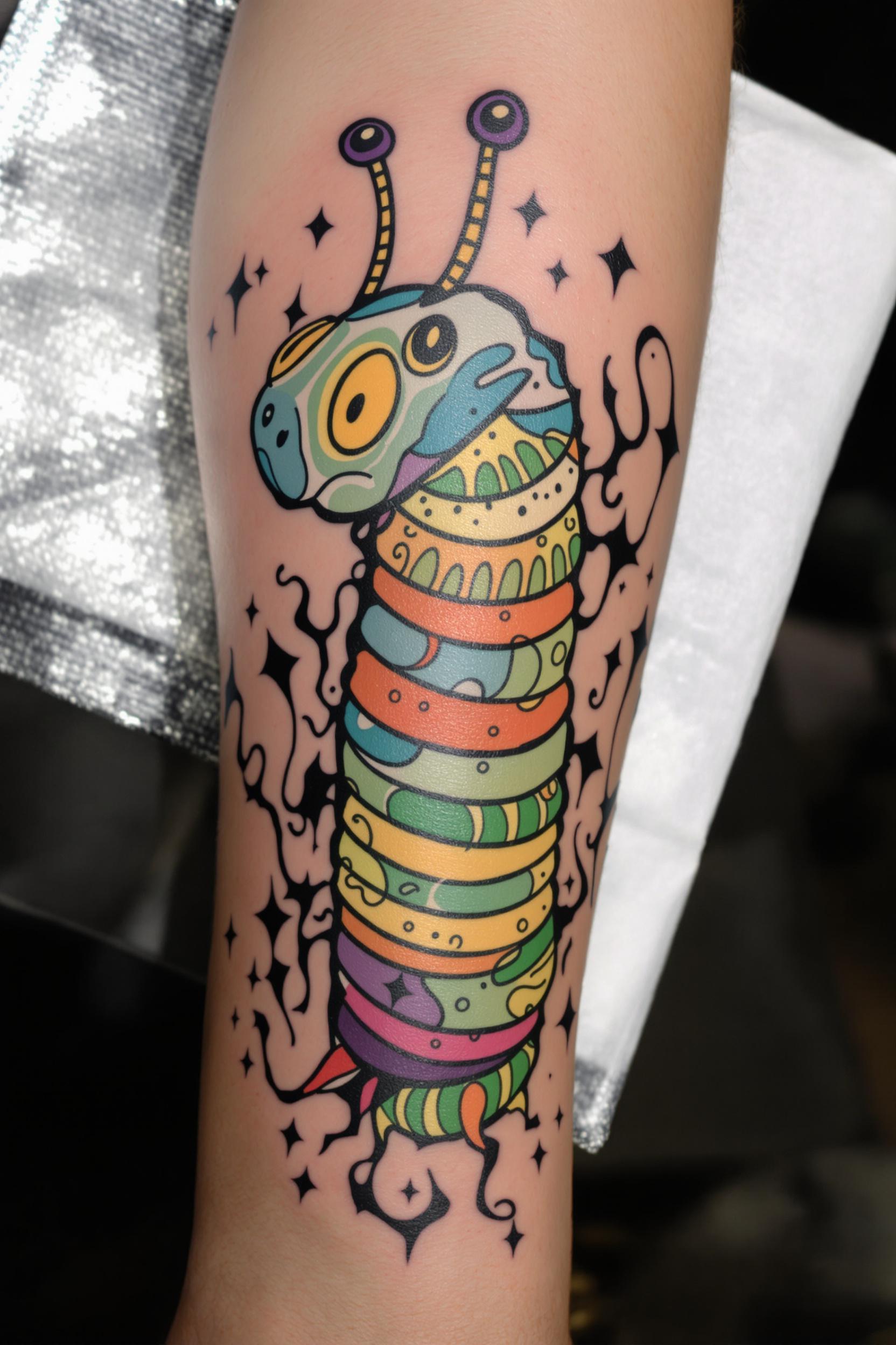 Whimsical Caterpillar Tattoo Magic