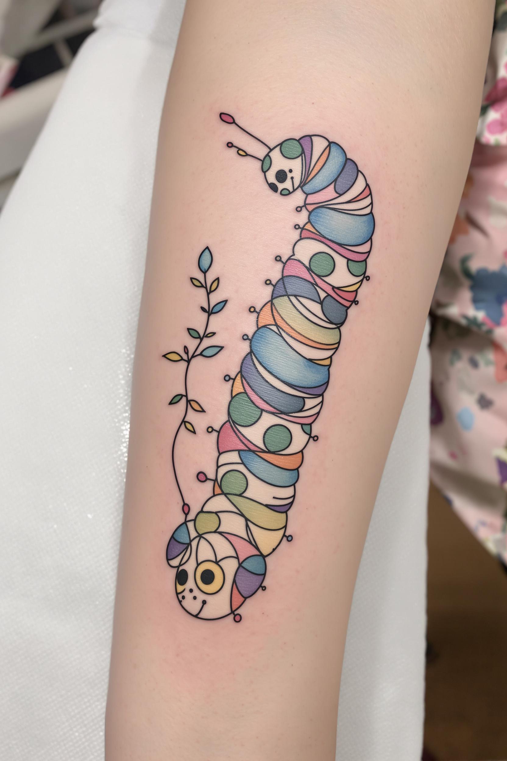 Whimsical Pastel Caterpillar Charm