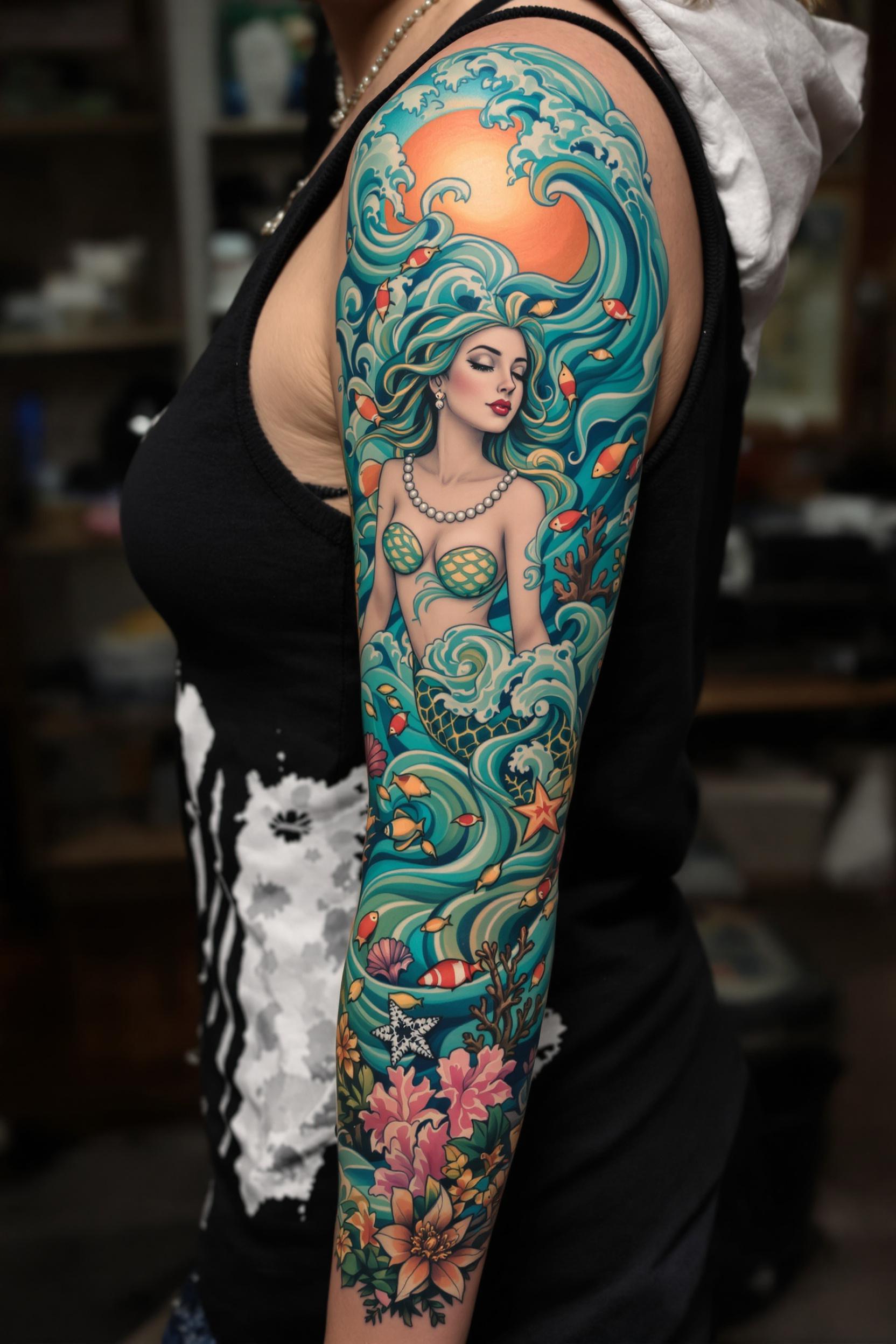Vibrant Mermaid Ink Bliss