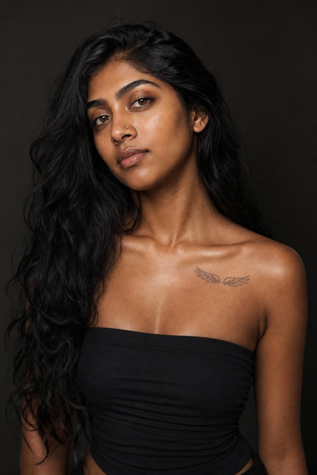 Dainty Angel Wings Collarbone Tattoo