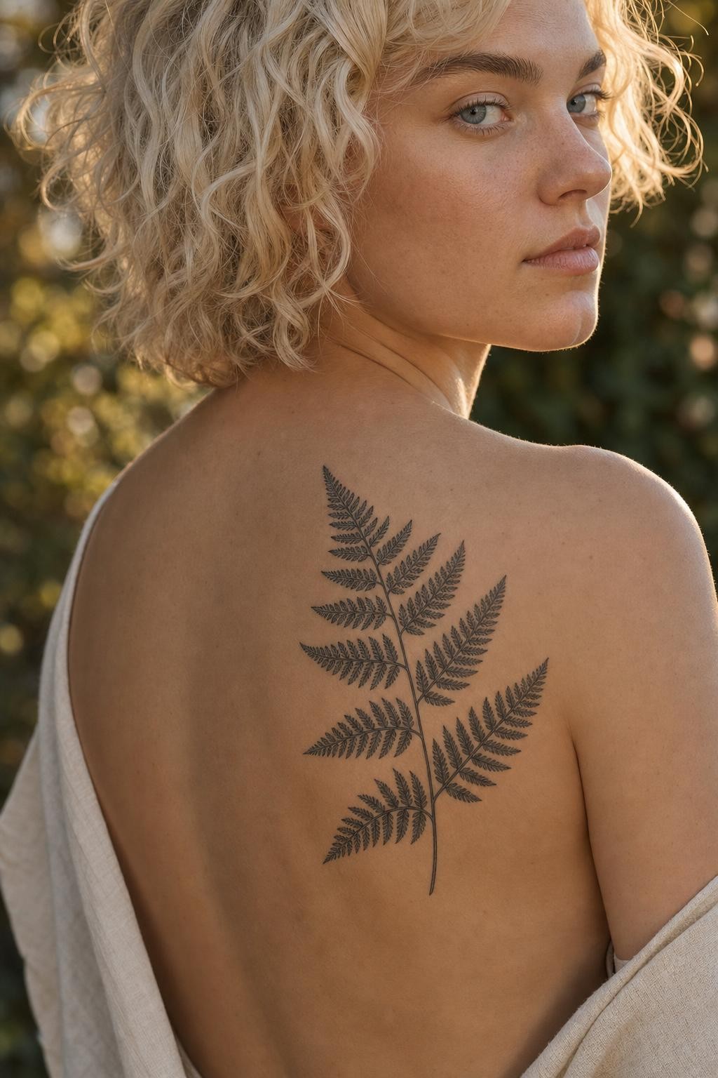 Fern Tattoo in Golden Light