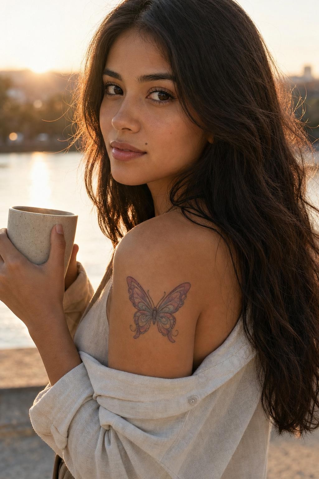Golden Hour Butterfly Tattoo Vibes
