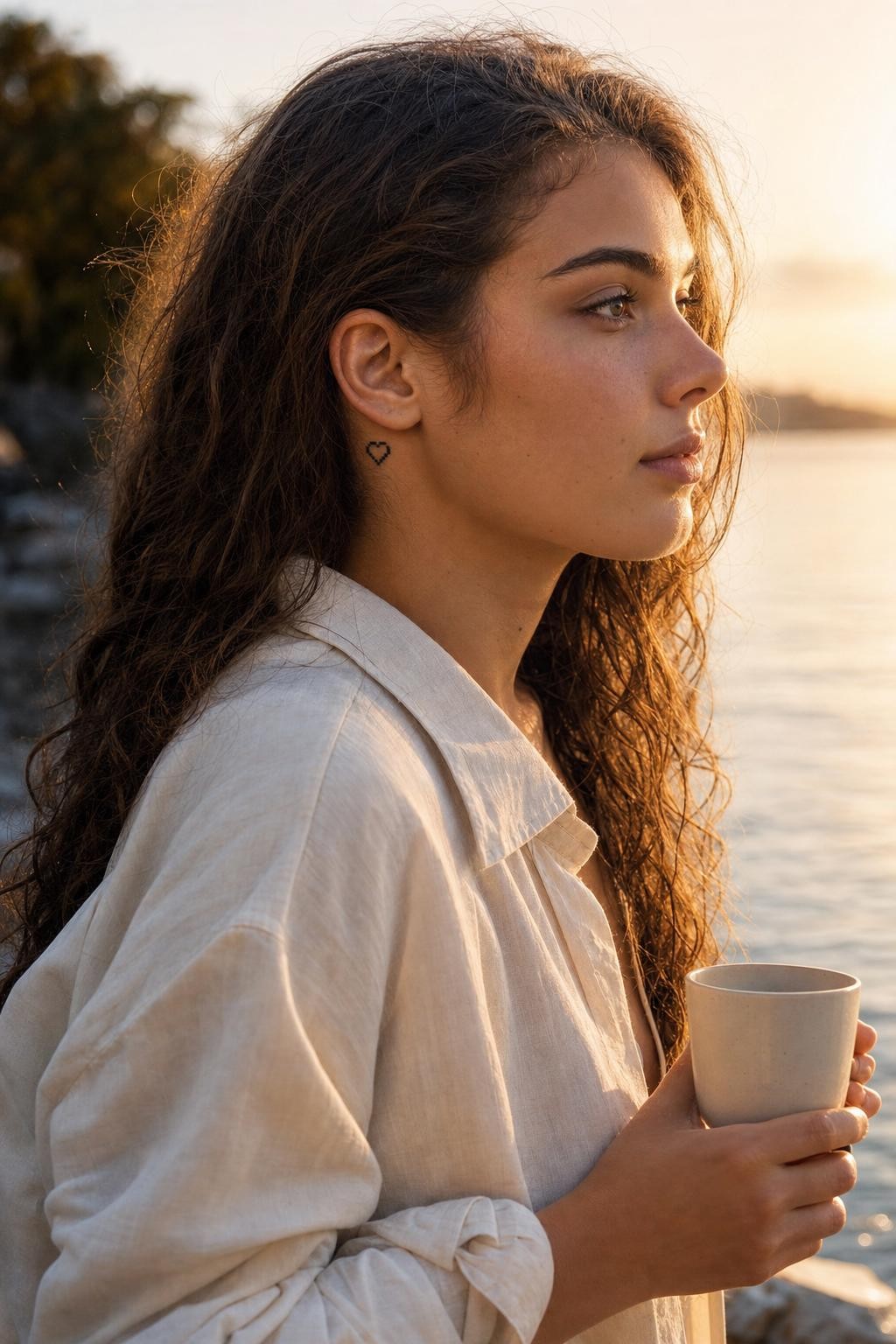 Golden Sunset Pixelated Heart Vibes