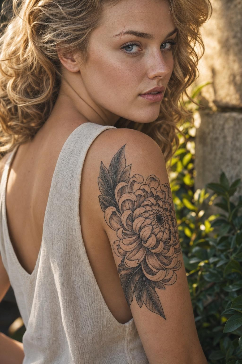 Stunning Chrysanthemum Arm Tattoo
