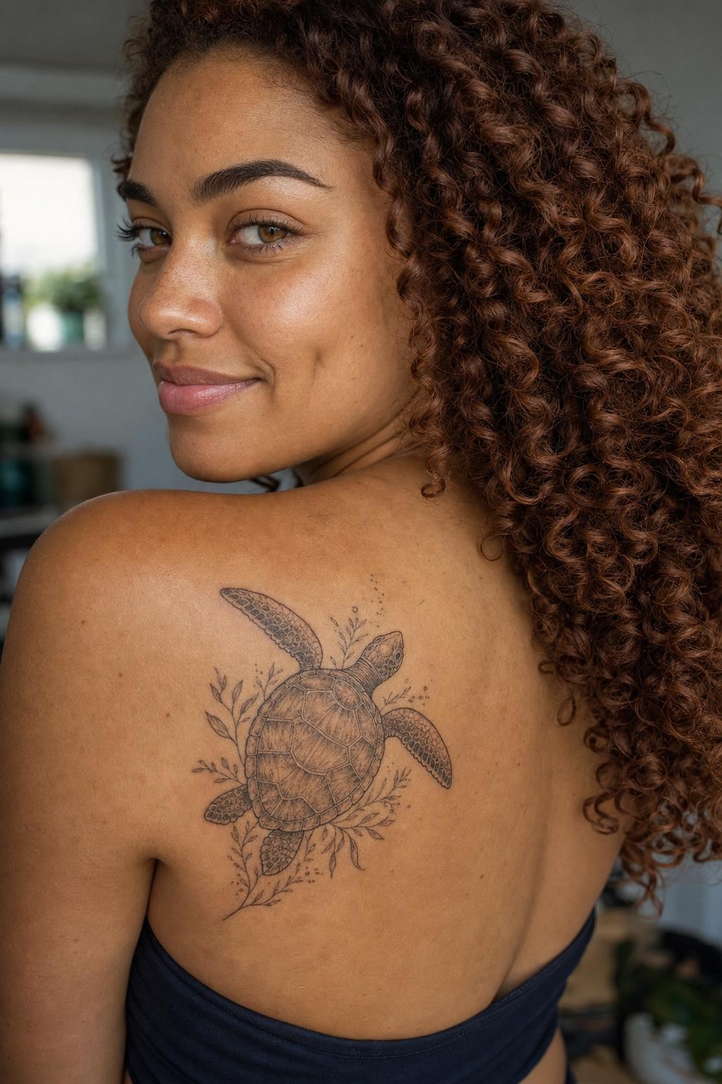 Stunning Sea Turtle Shoulder Tattoo