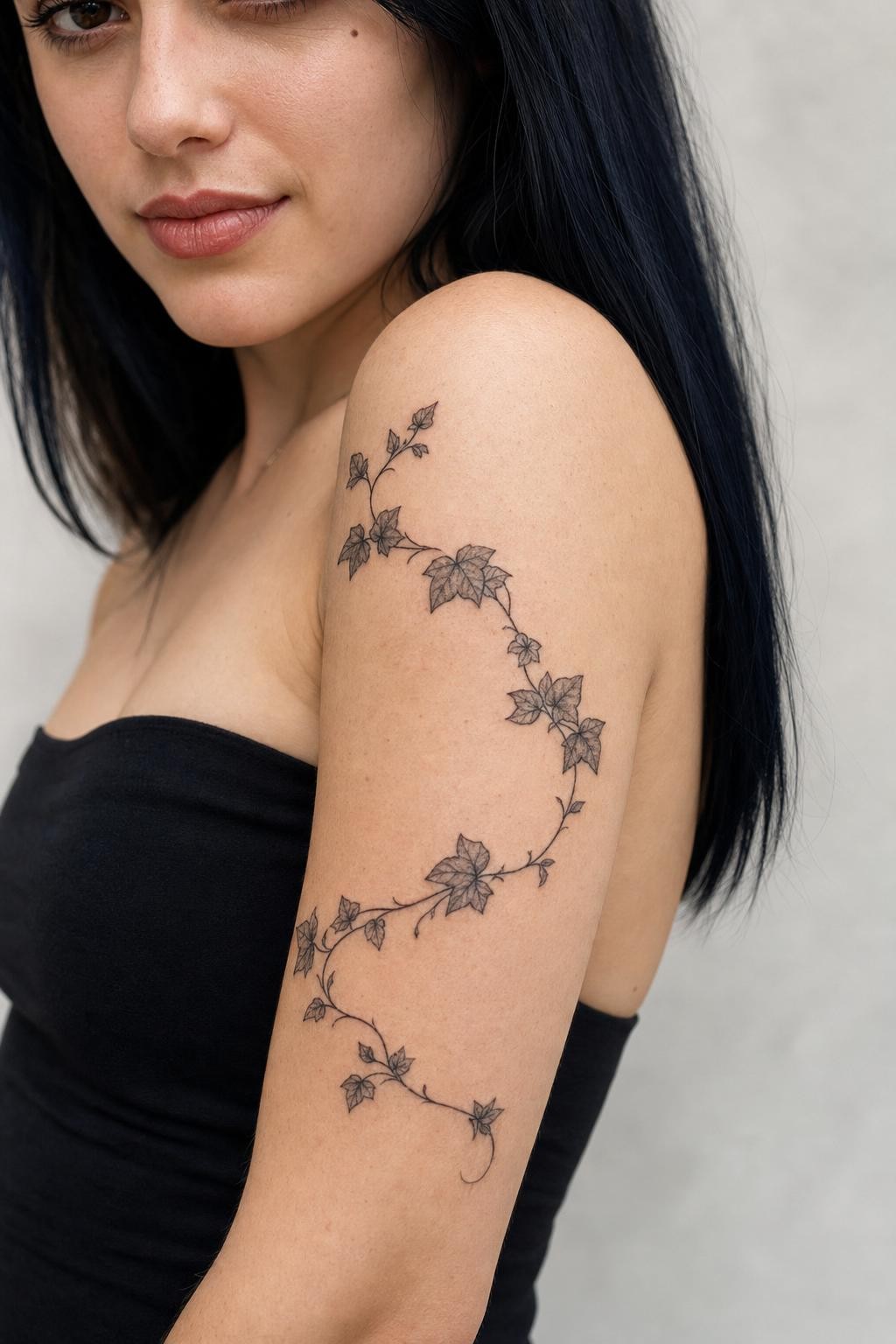 Trailing Ivy Vine Arm Tattoo